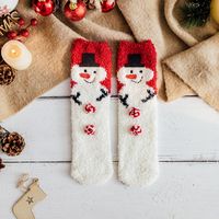 Women's Cute Christmas Tree Santa Claus Gingerbread Coral Fleece Crew Socks sku image 13
