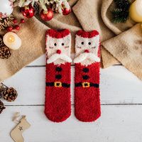 Women's Cute Christmas Tree Santa Claus Gingerbread Coral Fleece Crew Socks sku image 14