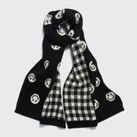 Unisex Fashion Plaid Smiley Face Polyester Warm Knitted Winter Scarves 1 Piece main image 1
