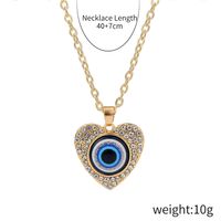 Fashion Devil's Eye Heart Shape Alloy Plating Artificial Rhinestones Women's Pendant Necklace sku image 10