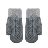 Unisex Fashion Color Block Knit Warm Plush Gloves 1 Pair main image 6