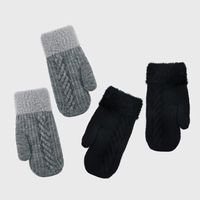 Unisex Fashion Color Block Knit Warm Plush Gloves 1 Pair main image 1