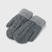 Unisex Fashion Color Block Knit Warm Plush Gloves 1 Pair main image 4