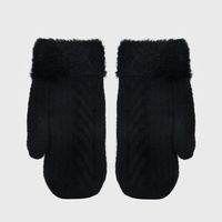 Unisex Fashion Color Block Knit Warm Plush Gloves 1 Pair sku image 2