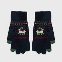 Unisex Fashion Elk Knit Warm Gloves 1 Pair sku image 1