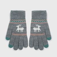 Unisex Fashion Elk Knit Warm Gloves 1 Pair sku image 2