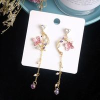 Mode Fleur Alliage Incruster Perles Artificielles Strass Femmes Boucles D'oreilles 1 Paire main image 1