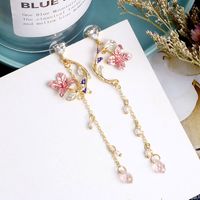Fashion Flower Alloy Inlay Artificial Pearls Rhinestones Women's Drop Earrings 1 Pair main image 5