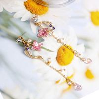 Mode Blume Legierung Inlay Künstliche Perlen Strasssteine Frau Tropfenohrringe 1 Paar main image 3