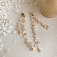 Simple Style Irregular Pearl Beaded Drop Earrings 1 Pair main image 6