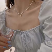 Simple Style Solid Color Pearl Necklace 1 Piece sku image 11