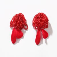 Retro Tassel Petal Beaded Glass Women's Drop Earrings 1 Pair sku image 2