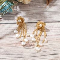 Bohemian Heart Shape Flower Beaded Imitation Pearl Glass Women's Dangling Earrings 1 Pair main image 4
