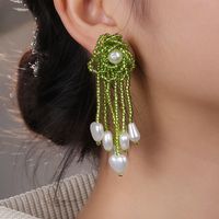 Bohemian Heart Shape Flower Beaded Imitation Pearl Glass Women's Dangling Earrings 1 Pair main image 5