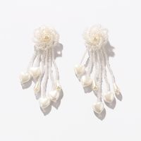 Bohemian Heart Shape Flower Beaded Imitation Pearl Glass Women's Dangling Earrings 1 Pair sku image 7