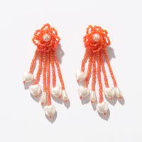 Bohemian Heart Shape Flower Beaded Imitation Pearl Glass Women's Dangling Earrings 1 Pair sku image 9