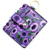Unisex Color Block Plaid Flower Pu Leather Zipper Buckle Card Holders sku image 9