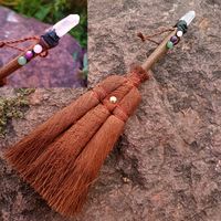 Retro Wicca Witch Brown Broom Car Pendant With Crystal Hanging Decorations sku image 1