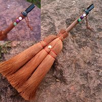 Retro Wicca Witch Brown Broom Car Pendant With Crystal Hanging Decorations sku image 5