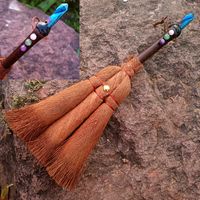 Retro Wicca Witch Brown Broom Car Pendant With Crystal Hanging Decorations sku image 2