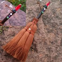 Retro Wicca Witch Brown Broom Car Pendant With Crystal Hanging Decorations sku image 6