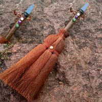 Retro Wicca Witch Brown Broom Car Pendant With Crystal Hanging Decorations sku image 7