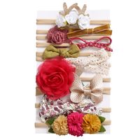 Fashion Plaid Bow Knot Cloth Tassel Flowers Hair Band 1 Set main image 2