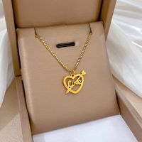 Fashion Letter Heart Shape Titanium Steel Pendant Necklace 1 Piece main image 3