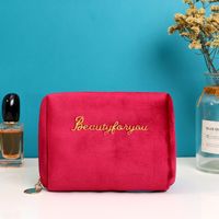 Women's Small All Seasons Polyester Flannel Solid Color Fashion Square Zipper Cosmetic Bag sku image 7