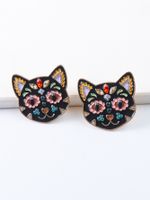 Fashion Cat Metal Inlay Rhinestones Women's Earrings 1 Pair main image 4