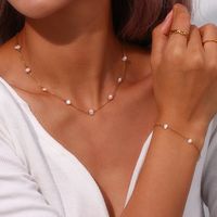 Fashion Round Stainless Steel Titanium Steel Pearl Plating Necklace 1 Piece main image 3