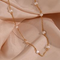 Fashion Round Stainless Steel Titanium Steel Pearl Plating Necklace 1 Piece main image 1