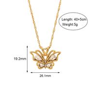 Fashion Butterfly Stainless Steel Titanium Steel Plating Hollow Out Inlay Zircon Pendant Necklace 1 Piece main image 2