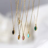 Fashion Round Water Droplets Stainless Steel Titanium Steel Inlay Turquoise Opal Pendant Necklace 1 Piece main image 5