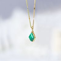 Fashion Round Water Droplets Stainless Steel Titanium Steel Inlay Turquoise Opal Pendant Necklace 1 Piece sku image 18