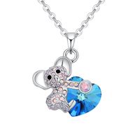 Cute Bear Alloy Gold Plated Crystal Women's Pendant Necklace sku image 1