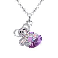 Cute Bear Alloy Gold Plated Crystal Women's Pendant Necklace main image 1