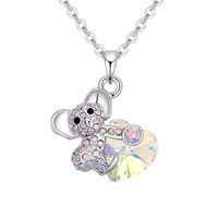 Cute Bear Alloy Gold Plated Crystal Women's Pendant Necklace sku image 2