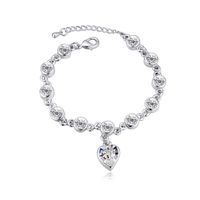 Elegant Heart Shape Alloy Gold Plated Crystal Women's Bracelets sku image 3