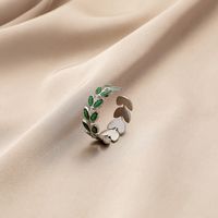 Fashion Leaf Stainless Steel Plating Open Ring 1 Piece sku image 4