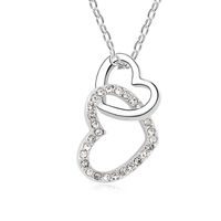 Glam Heart Shape Alloy Gold Plated Crystal Women's Necklace sku image 2