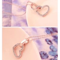 Glam Heart Shape Alloy Gold Plated Crystal Women's Necklace main image 4