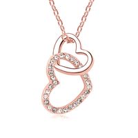 Glam Heart Shape Alloy Gold Plated Crystal Women's Necklace sku image 7