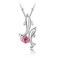 Cute Dolphin Alloy Gold Plated Crystal Women's Necklace sku image 3