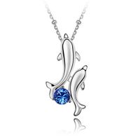 Cute Dolphin Alloy Gold Plated Crystal Women's Necklace sku image 1