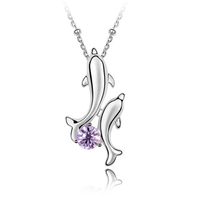 Cute Dolphin Alloy Gold Plated Crystal Women's Necklace main image 2