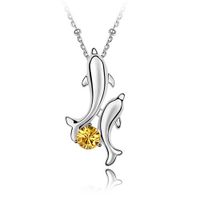 Cute Dolphin Alloy Gold Plated Crystal Women's Necklace sku image 4