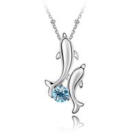 Cute Dolphin Alloy Gold Plated Crystal Women's Necklace sku image 8