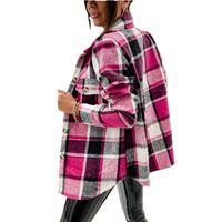 Women's Fashion Plaid Pocket Single Breasted Coat Woolen Coat main image 5