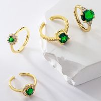 Fashion Geometric Copper Gold Plated Zircon Open Ring 1 Piece main image 1